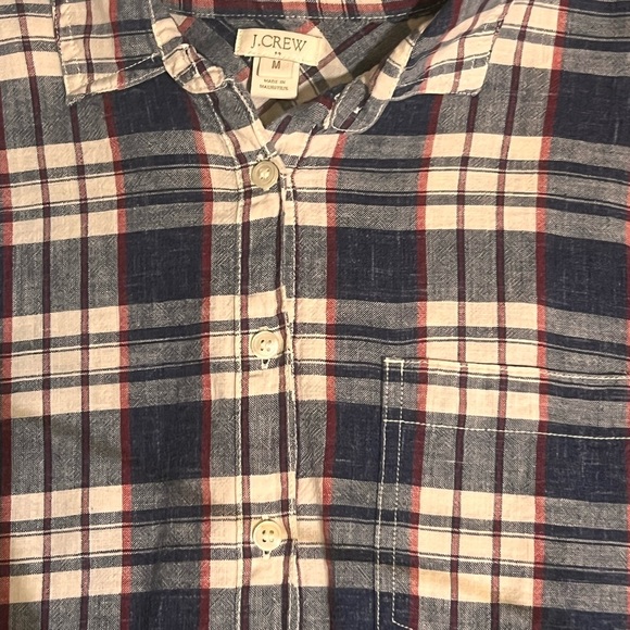 J. Crew 100% Cotton Long Sleeve Quarter Button Down Plaid Women's Shirt Medium - Picture 6 of 7